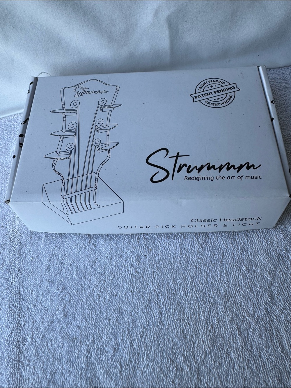 Classic Headstock Guitar Pick Holder & Light - White